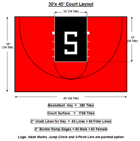 30′ X 45 Basketball Court