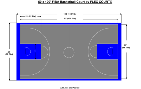 50′ X 100′ FIBA Basketball Court