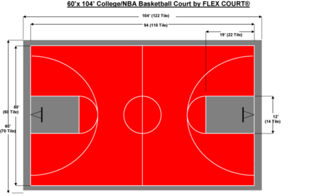60′ X 104′ College/NBA Basketball Court