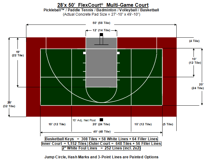 28′ X 50′ Multi-Game Court