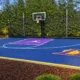 Backyard basketball court with FlexCourt modular tiles